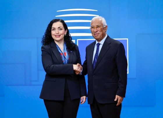 Vjosa Osmani, presidente e Kosovës President i Këshillit Evropian, Antonio Costa