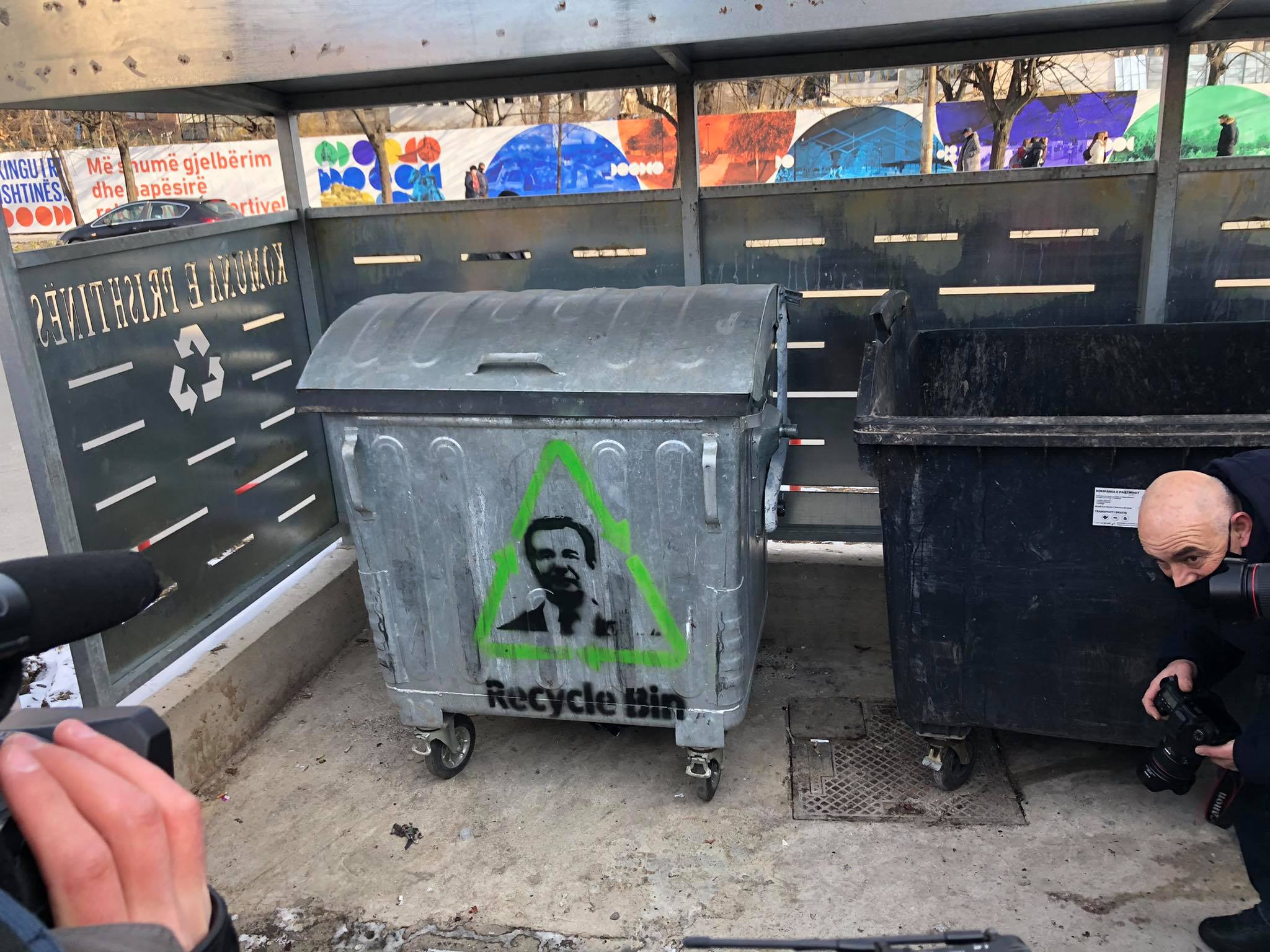 The PSD draws Kurti’s portrait on trash cans, calling him a recycler of old politicians