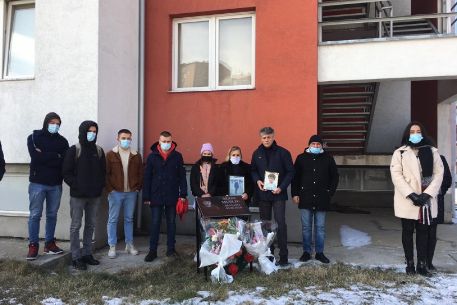 A memorial plaque is placed in honor of Agon Musliu, his parents demand justice