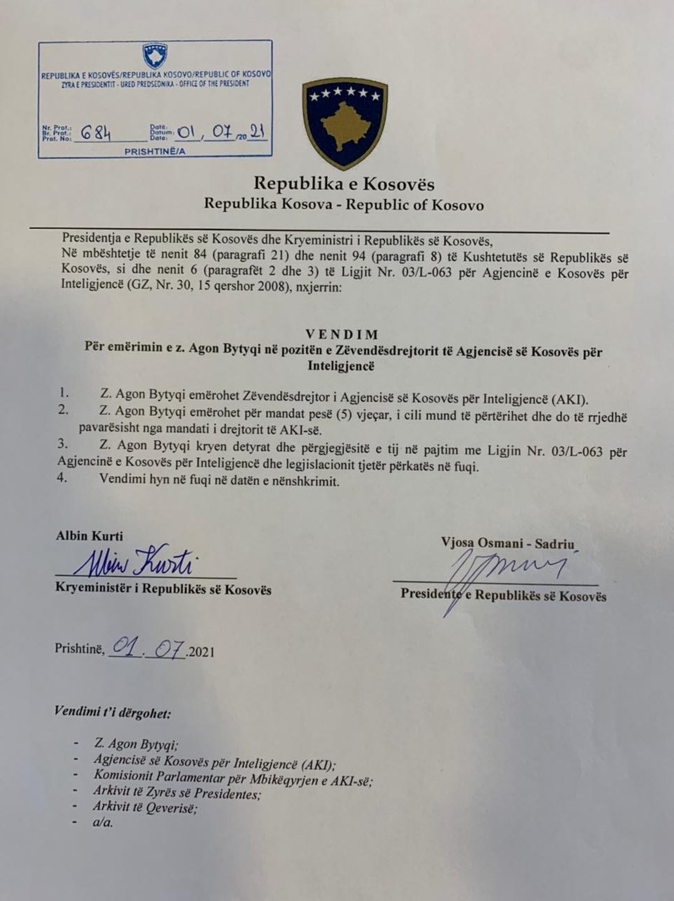 The new Deputy Director of KIA is appointed