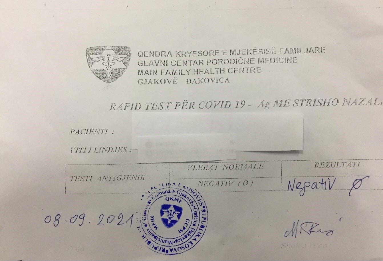 Two people tried to leave Kosovo with fake COVID tests, they were stopped by the police