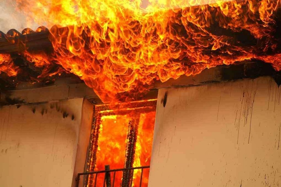 A three-year-old child injured after the house burns down