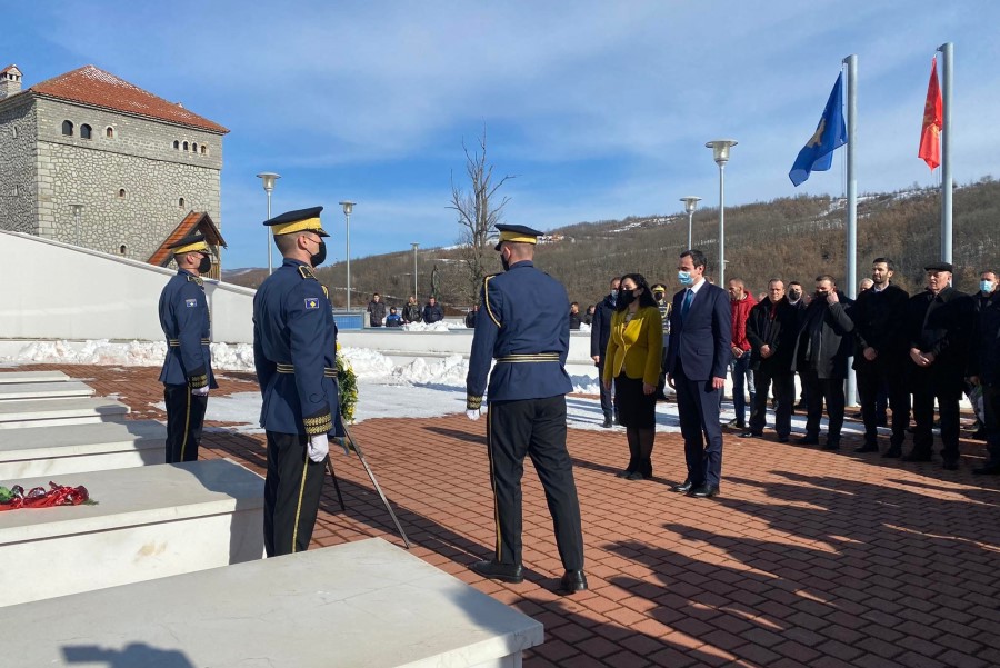 The heads of state pay homage at the grave of the hero Zahir Pajaziti in Orllan