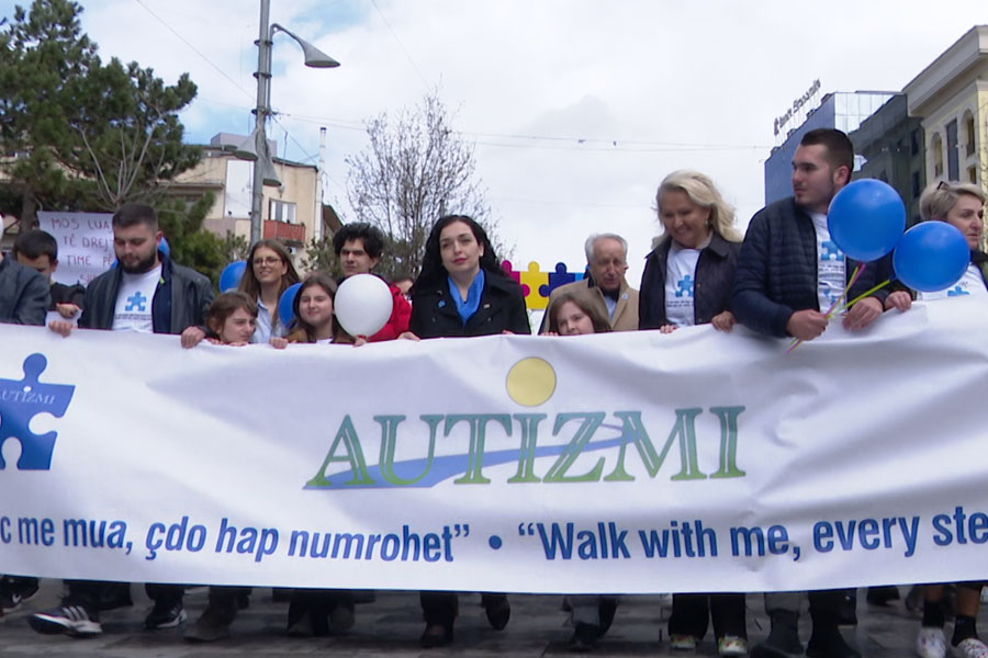 A march in Prishtina on the World Autism Day