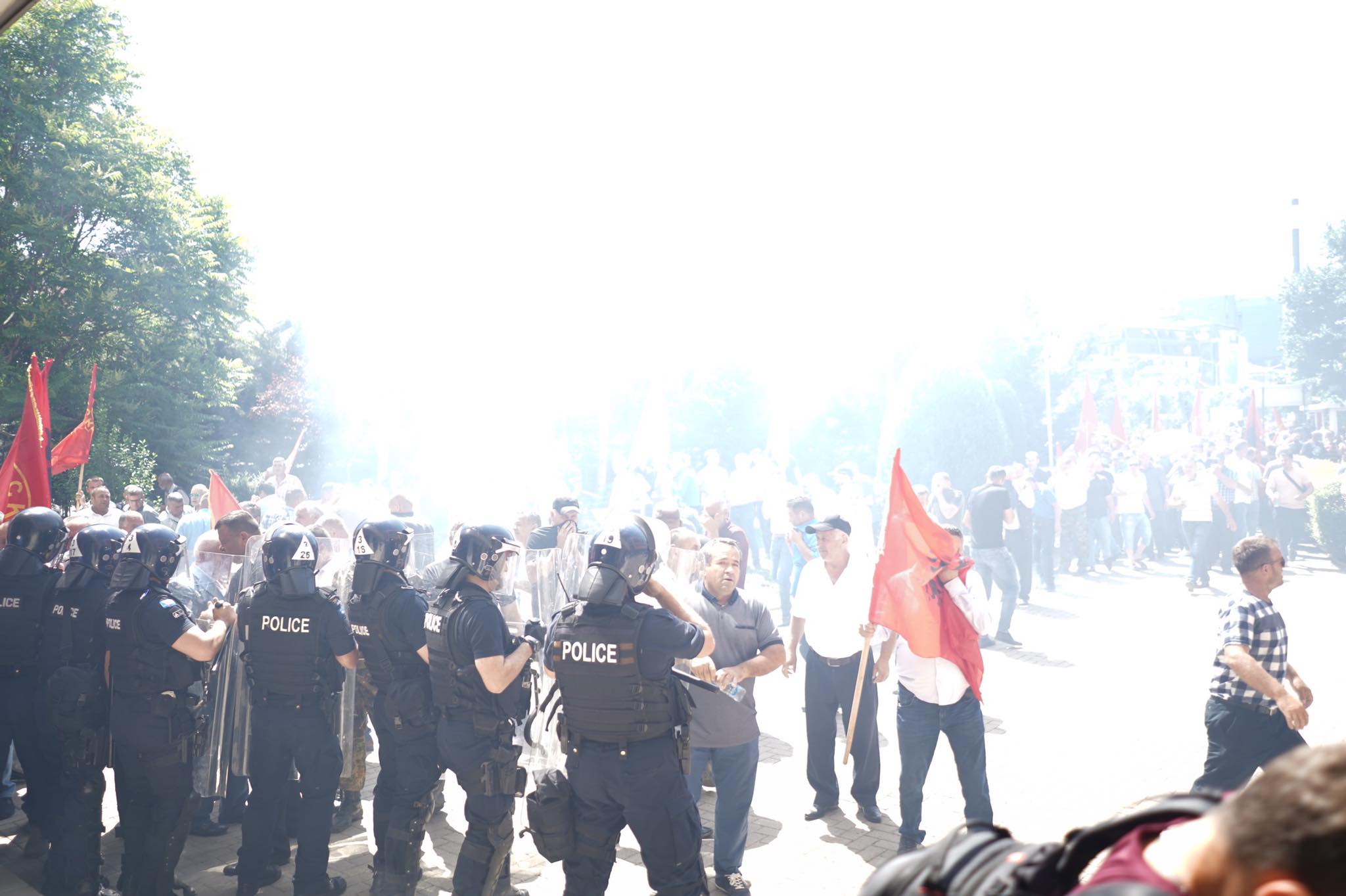 A policeman injured in the veterans’ protest