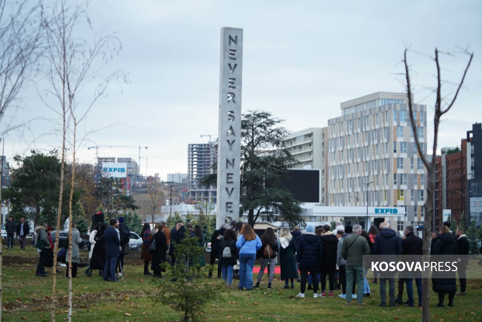 The artwork “Never Say Never” by artist Alban Muja is inaugurated