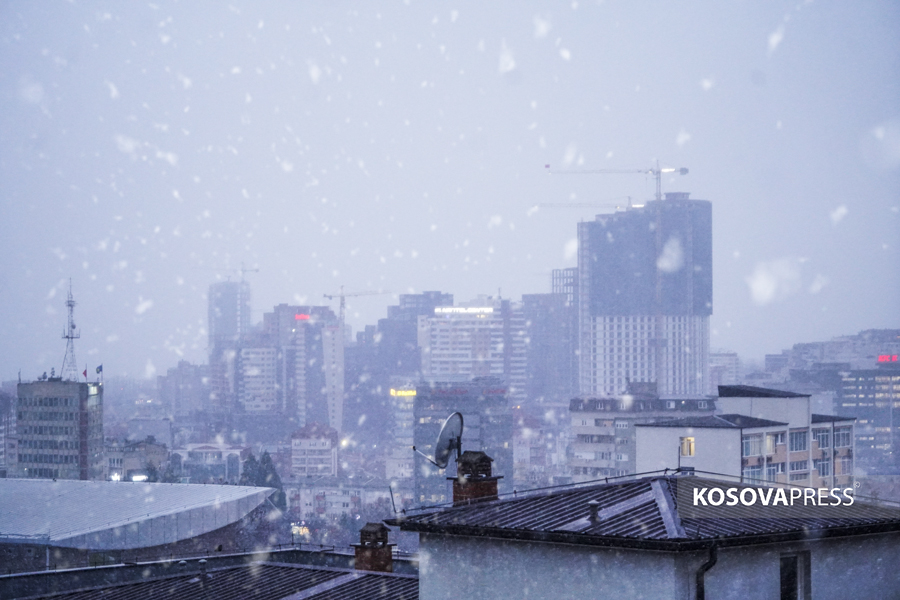 First snowfall in Prishtina