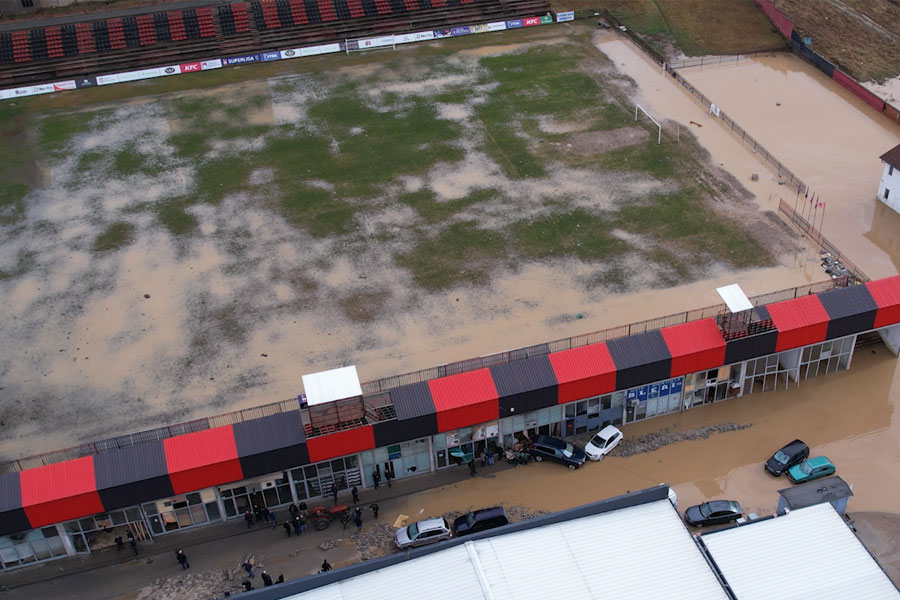 The floods damaged the “Bajram Aliu” stadium, the Skenderaj stadium needs 200,000 euros