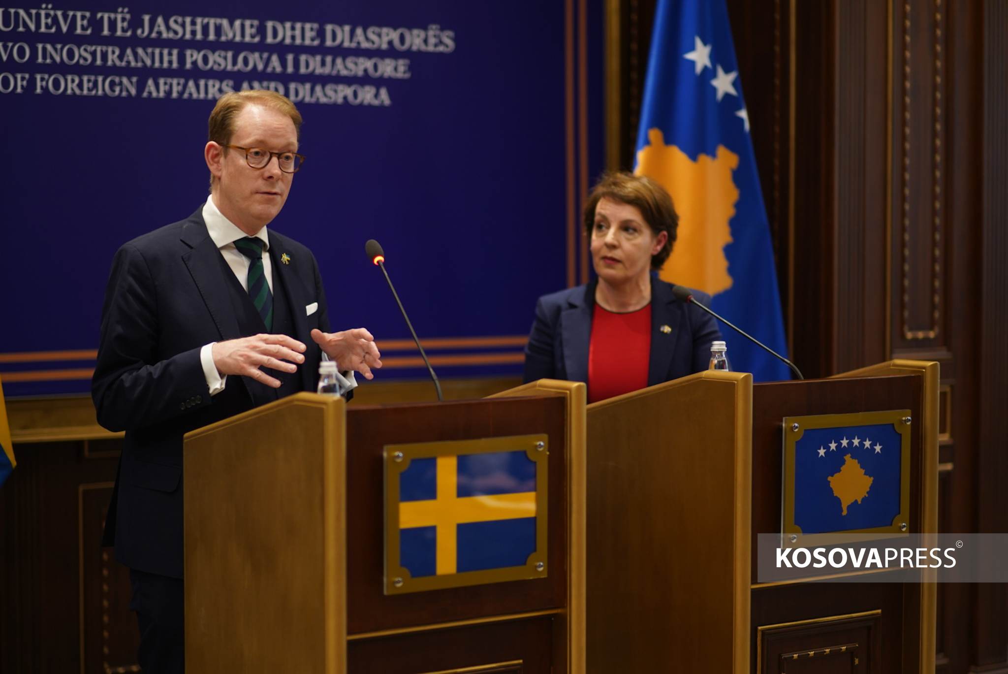 The Swedish foreign minister calls for the implementation of the Kosovo-Serbia agreement