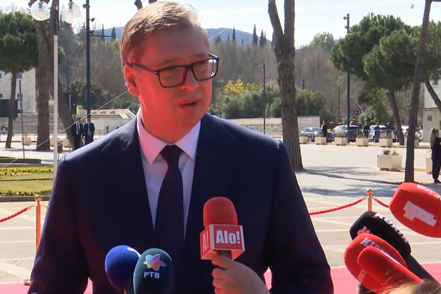 Serbia with the same position and no sanctions against Russia, Vucic is asked about this in Tirana as well