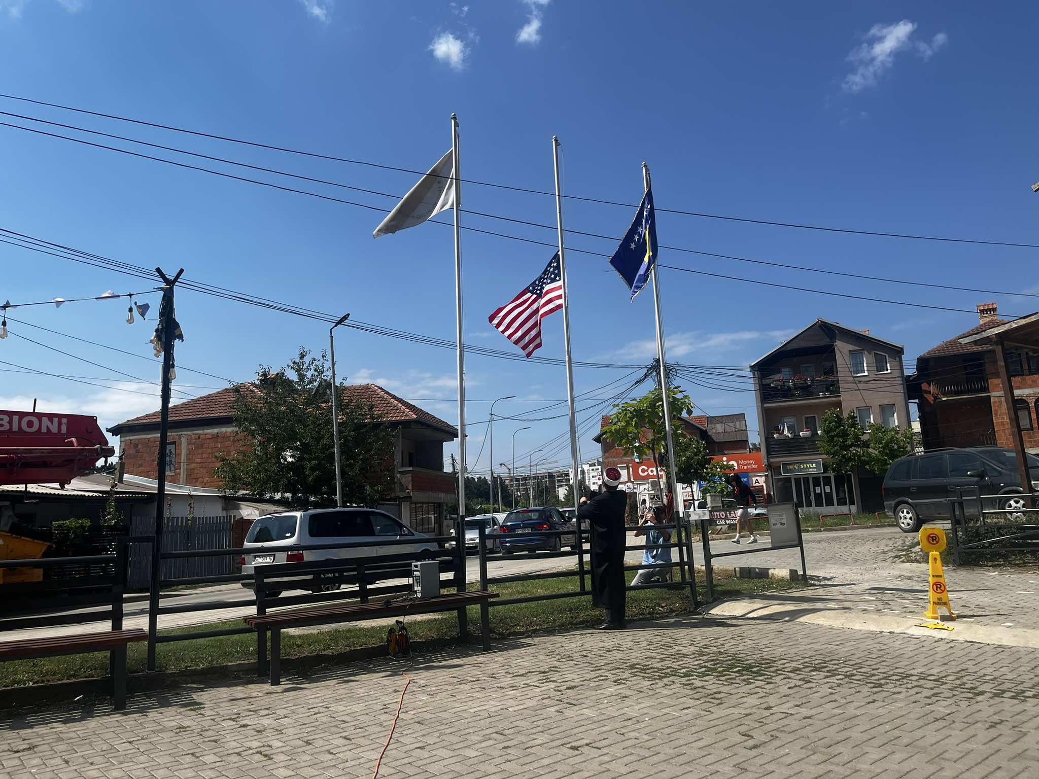 The 248th anniversary of USA Independence, the “Bedri Kamberi” mosque raises the American flag in Prishtina