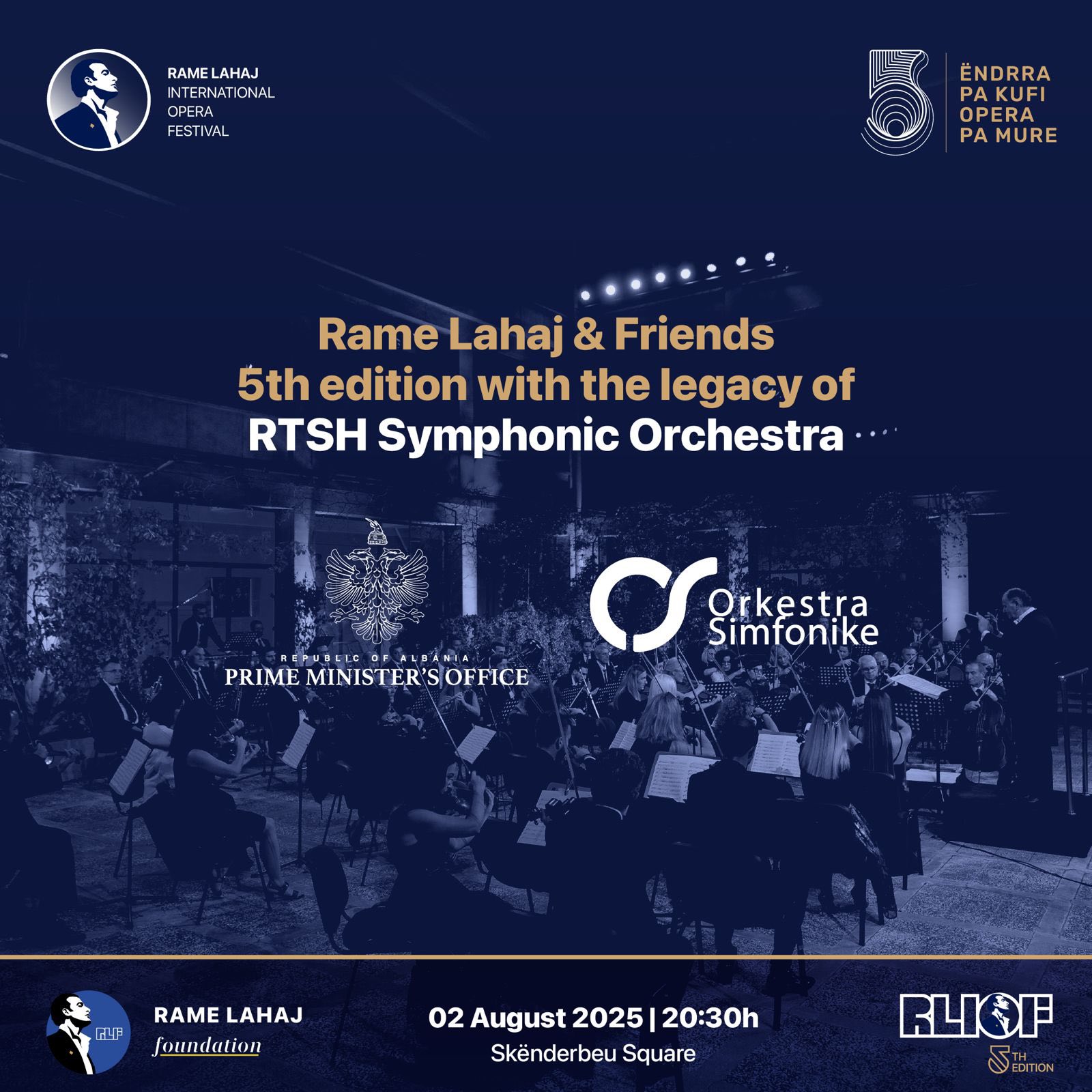 The Albanian Radio and Television Symphony Orchestra at the Gala evening “Rame Lahaj & Friends” on August 2
