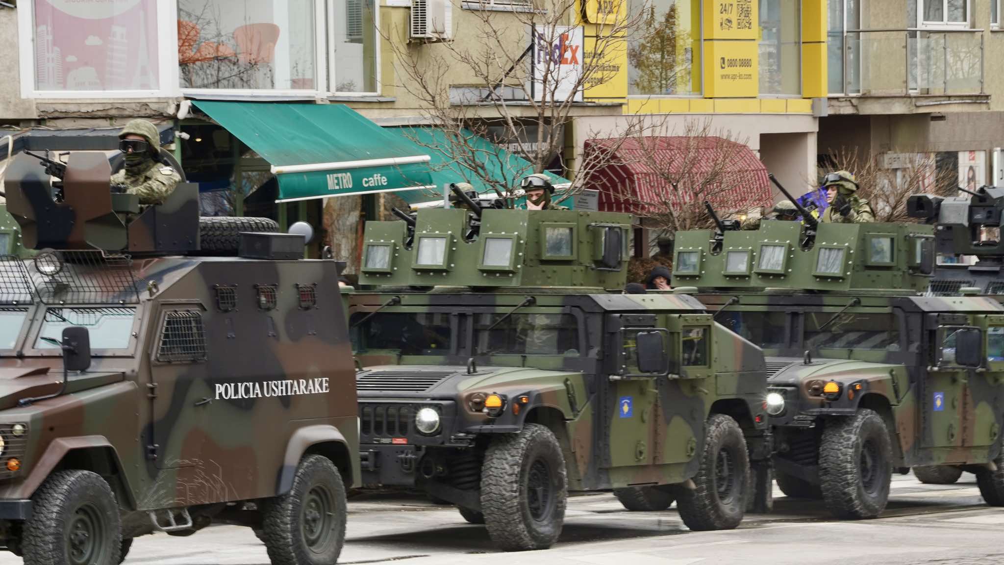 Kosovo Security Force engaged in a humanitarian operation in Albania