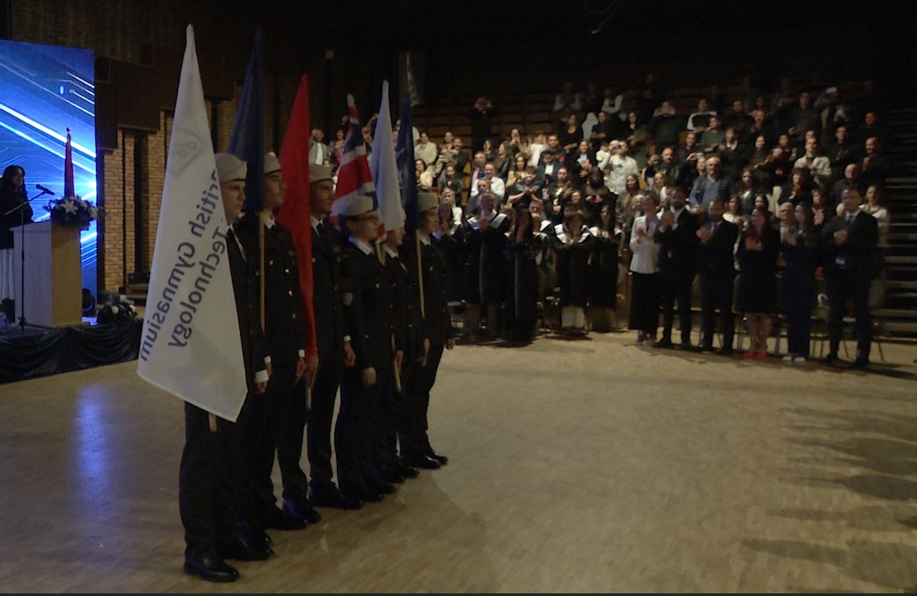 Students’ parade in Kosovo Liberation Army veterans’ uniforms