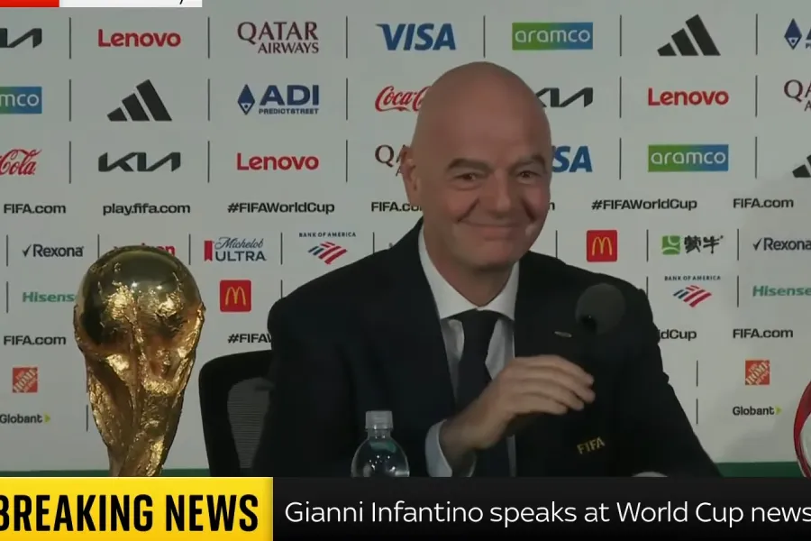 Infantino nis konferencën para Botërorit Presidenti i FIFA s  Gianni Infantino  ka nisur konferencën për media në prag të fillimit të Kupës së Botës 2026  turneut më të madh në histori me 48 kombëtare pjesëmarrëse Konferenca po zhvillohet vetëm   