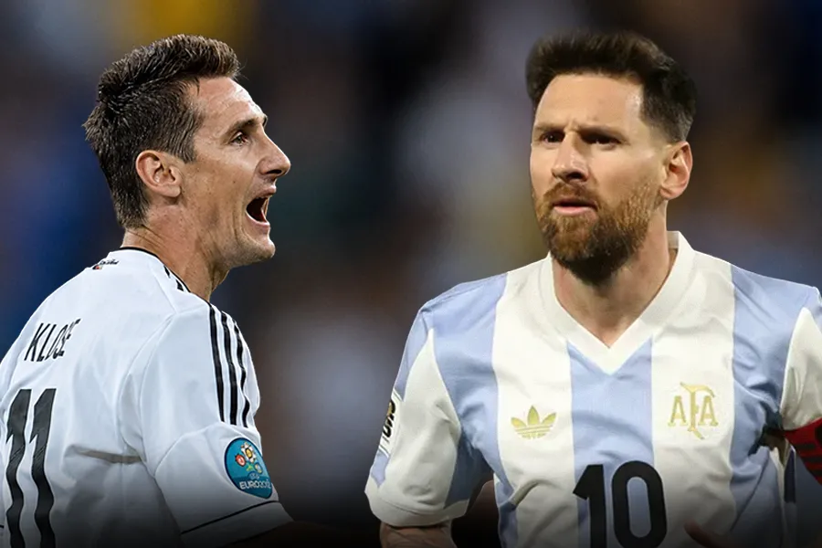 Klose i përkulet Messit pasi ia theu rekordin historik Legjenda e futbollit gjerman  Miroslav Klose  ka uruar Lionel Messin pasi argjentinasi theu rekordin e tij si golashënuesi më i mirë në historinë e Kampionateve Botërore Messi realizoi dy   