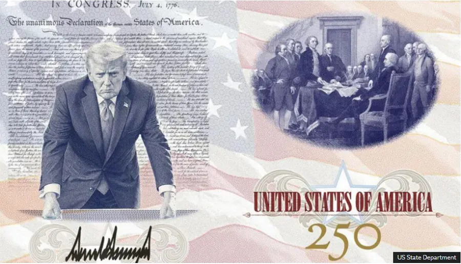 Fytyra e Trump shtohet në disa pasaporta amerikane për 250 vjetorin e Amerikës Administrata Trump ka zbuluar një dizajn të ri të pasaportës amerikane me edicion të kufizuar  i cili përmban një fotografi të Presidentit Donald Trump  për të   