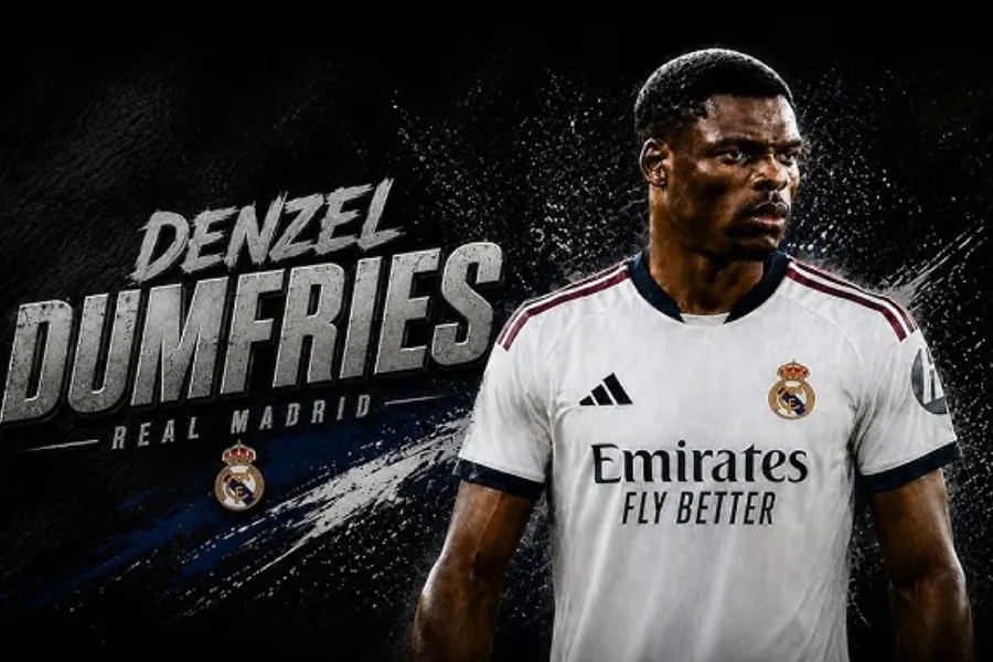 Real Madrid zyrtarizon transferimin e Dumfries nga Interi Real Madridi ka zyrtarizuar blerjen e mbrojtësit të djathtë holandez  Denzel Dumfries  nga radhët e Interit  30 vjeçari ka nënshkruar një kontratë pesëvjeçare me klubin mbretëror  e cila   