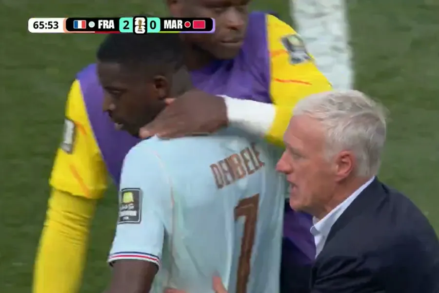 Dembele nuk fal  Franca afër gjysmëfinales  2 0 Franca ka shënuar edhe golin e dytë në çerekfinalen ndaj Marokut Në minutën e 66 të  Kylian Mbappé asistoi për Ousmane Dembélé  i cili goditi nga skaji i zonës dhe  edhe pse nuk e kapi topin pastër    