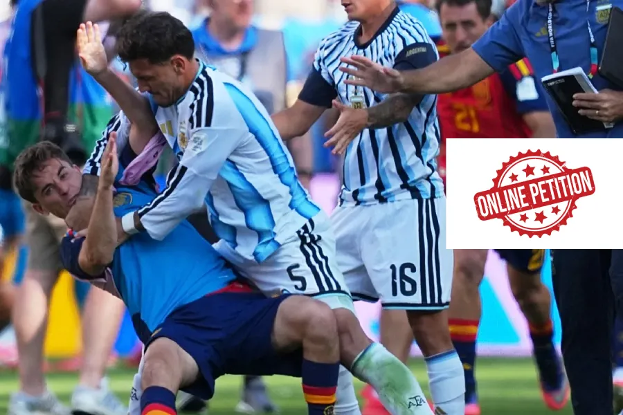 Peticioni me mbi 80 mijë nënshkrime për riluajtjen e finales së Botërorit Pas finales Spanja   Argjentina 1 0 në MetLife me golin e Ferran Torres në shtesë  një tifoze argjentinase Gisela Sánchez e hapi një peticion në Change org që ka mbledhur   